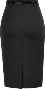Belle Poque Women Midi High Waist Office Stretchy Pencil Skirt with Bow-Knot BP587 - Image 2